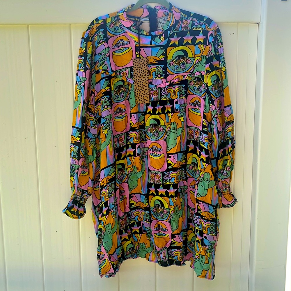 Nooworks Stevie Long Sleeve Dress with Dreyfus Colorful Print